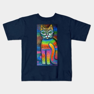 Mexicat - folk art inspired Acrylic painting Kids T-Shirt